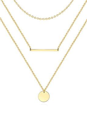 Necklace, 18K Gold Plated Steel